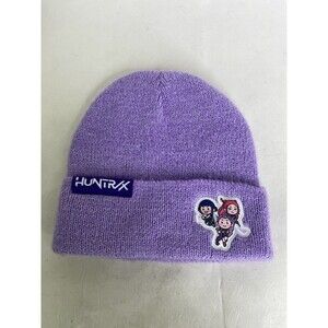 K-Pop Demon Hunters Huntrix Light Purple Fuzzy Knit Cuff Beanie Hat Womens Girls